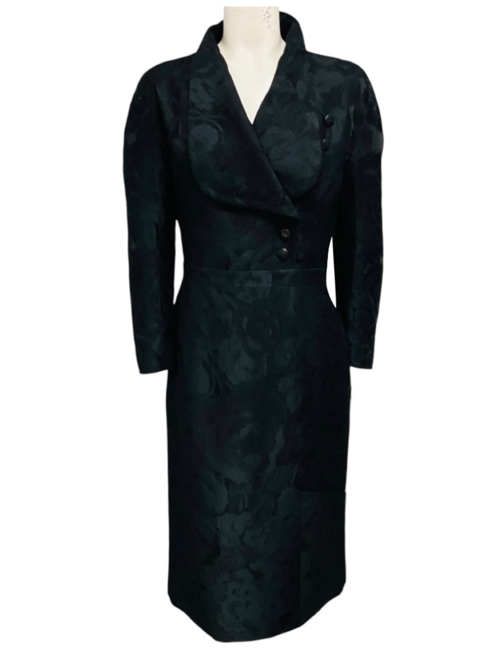 GUCCI BLACK LONG SLEEVED JACQUARD MIDI DRESS
